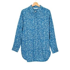 Orvis Women’s Blue Floral Print Long Sleeve Button Down Top Shirt Size 16 NWOT